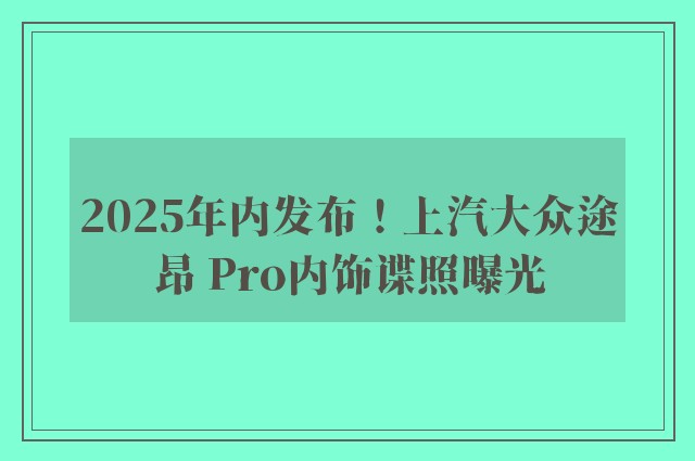 2025年内发布！上汽大众途昂 Pro内饰谍照曝光